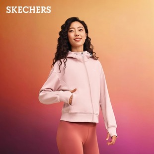 女子柔軟舒適針織保暖連帽運動外套P424W159 Skechers斯凱奇秋冬款