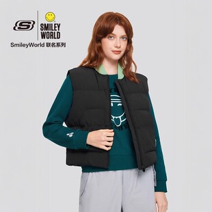 Skechers斯凯奇秋冬新款梭织羽绒马甲女轻盈舒适外穿背心L424W173