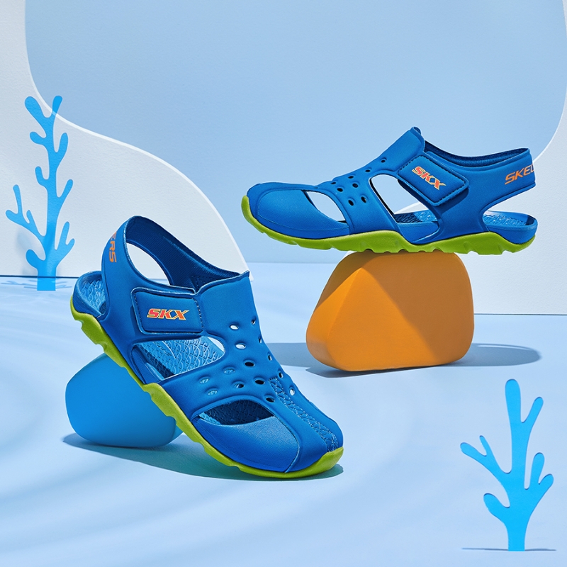 斯凯奇新款男童疏水透气包头凉鞋