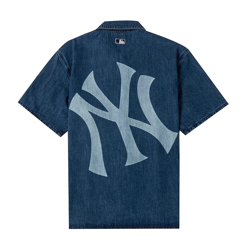 MLB男女同款牛仔短袖衬衫外套