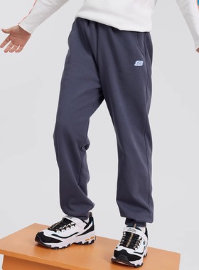 Skechers斯凯奇秋冬款男女童简约百搭针织长裤运动束脚裤L124K052