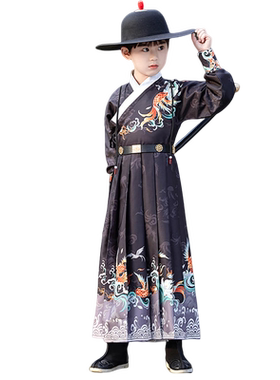 儿童汉服男女孩童明制锦衣卫飞鱼服古风古装武侠风演出服岳飞岳军