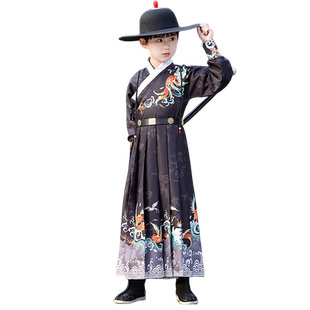 儿童汉服男女孩童明制锦衣卫飞鱼服古风古装武侠风演出服岳飞岳军
