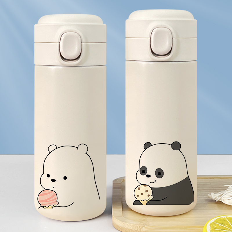 卡通可爱情侣不锈钢弹盖保温杯