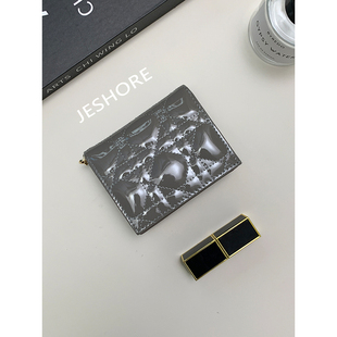 经典 JESHORE 简约翻盖钱包菱格按扣软皮小卡包多卡位便携小包女