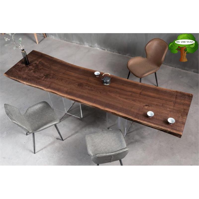 北美胡桃木实木大板250*69*62*67*6自然边茶桌餐桌茶几书桌会议桌