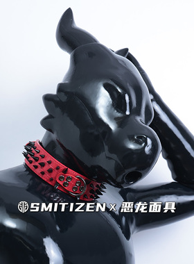 smitizen亮面恶龙无人机头套硅胶紧身衣连体衣道具猛男mask