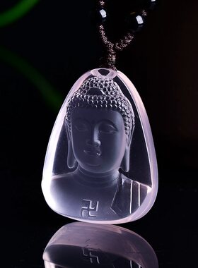 冰粉晶阿弥陀吊坠 生肖属狗猪本命佛 女款T佛头水晶挂件1