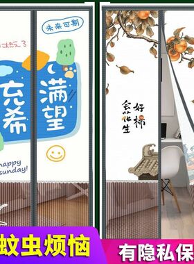免打孔防蚊门帘私静音遮挡魔术贴隔断防蝇家用卧T室挂帘入户布帘