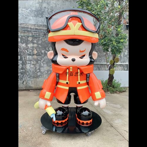 消防员卡通动漫吉祥物人物IP雕塑模型落地大摆件商场美陈玻璃纤维