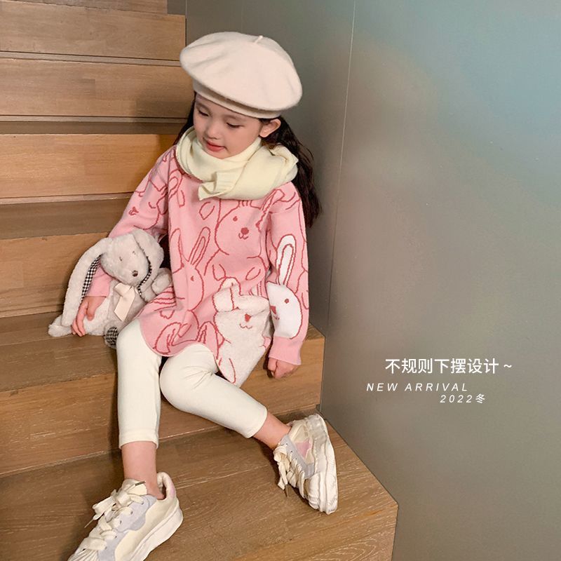 女童洋派c毛衣2023新款秋冬保暖针织衫中小童宝宝套头小女孩上衣