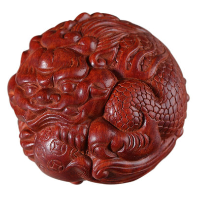 非洲小叶紫檀抱球貔貅手把件木质文玩把玩件随身男女木雕刻包挂件