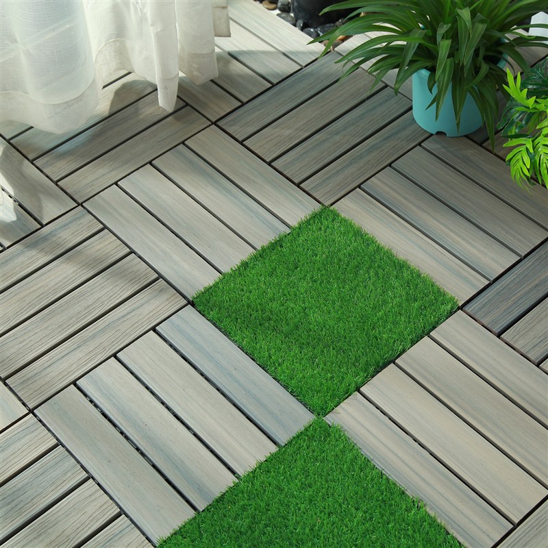 卡扣式塑木地板户l外阳台露台庭院室外自铺地面铺设改造拼接免龙