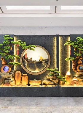 水幕墙流水屏风隔断公司背景庭院假山鱼池喷泉造景观酒店会所摆件