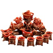 创意全半a自动功夫茶具套装 家用茶道紫砂陶瓷懒人防烫过滤冲泡茶