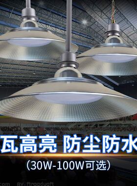 欧奇冠吊灯水产市场汽修店防水x工矿灯厂房100瓦led广口工业吊杆