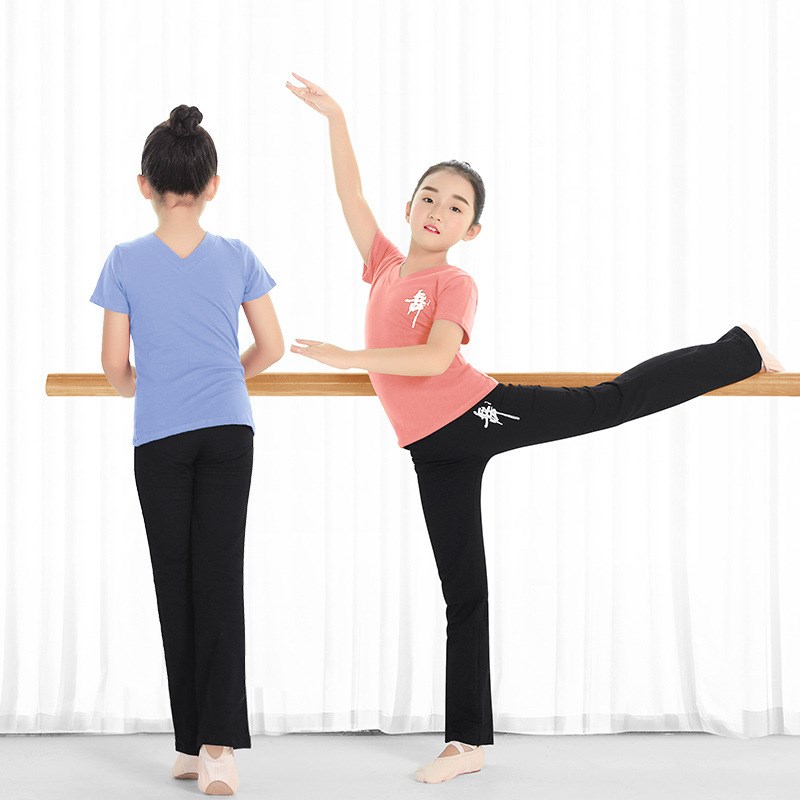 幼儿童套装女童舞蹈q服装少儿夏季短袖拉丁服男童练功服上衣