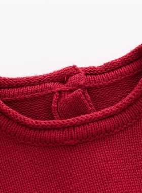 2021秋冬新款女m宝宝公主裙周岁喜庆红色针织裙女童长袖网纱连衣