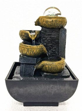 创意新款流水摆件桌面小喷泉树脂C工艺品办公室风水家居饰品礼品