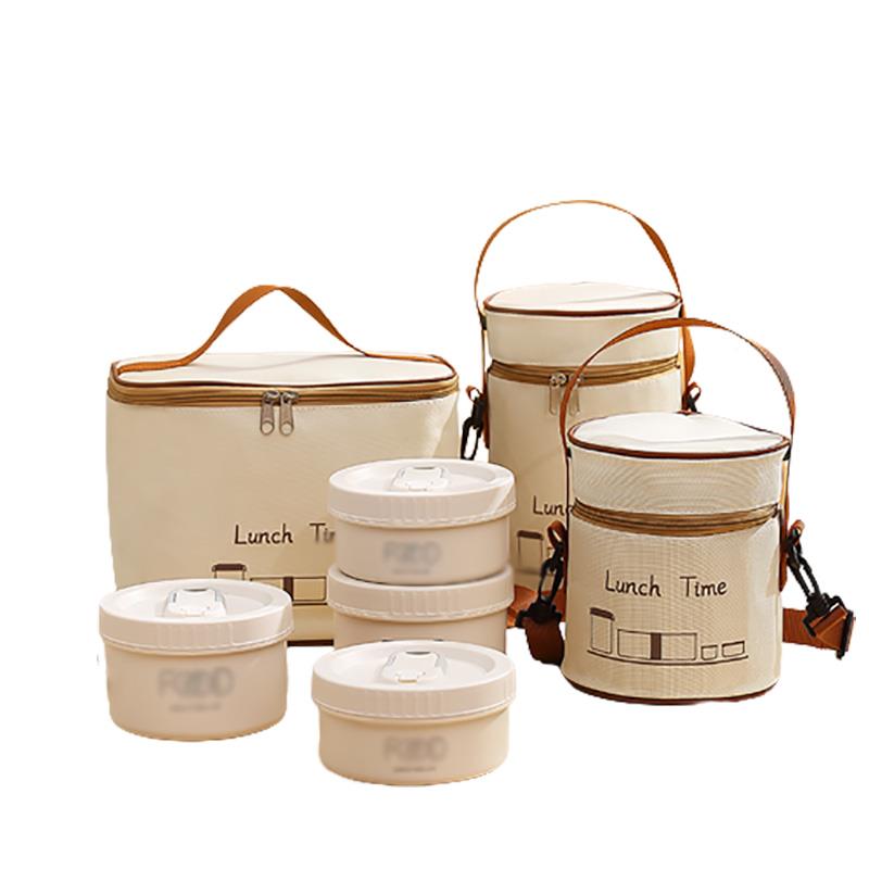 NXN袋饭盒包手提袋保温包便当餐盒保温桶圆形子饭可挎上班族桶带