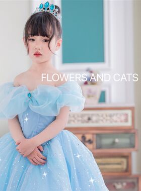 儿童礼服花童公主裙蓬蓬纱裙豪华公主裙新L款灰姑娘冰雪晚礼服钢