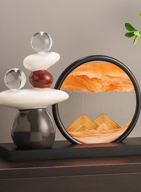 时来运转流沙画摆件装饰品客厅电视柜酒柜玄关轻奢高档高级办公室