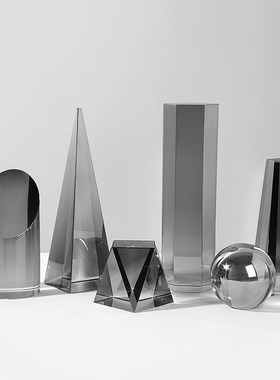 家用几何水晶玻璃摆件工r艺品创意现代客厅酒柜居家饰品样板间装