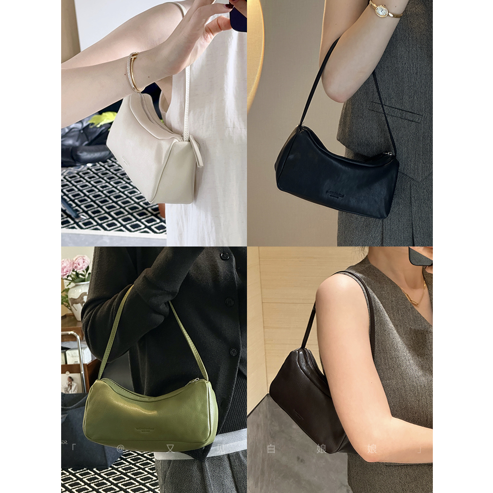 row风c!韩国货~小羊皮笔筒包气质腋下单肩包简约百搭手提小方包