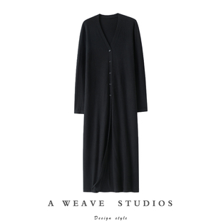 连衣裙子针织外套罩衫 女长款 精纺100%纯山羊绒开衫 太奢了气质