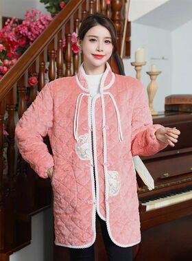 女士上班外穿的罩衣冬季加绒加厚女式新款冬天夹棉工作服正穿保暖