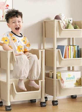 童可移动书架置物儿玩具收架纳架阅读家用简小推车80904带轮落地