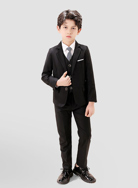 儿童西装三件套装秋冬加q绒加厚男孩子韩版小西服钢琴走秀花童礼