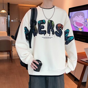 春秋季卫衣男孩初高中学生宽松圆领长H袖青少年大童春装打底衫上