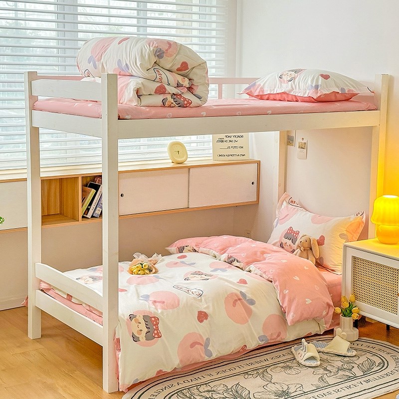 开学季纯棉学生宿舍三件套简约0.9上下铺寝室全棉床单V被套1.2米