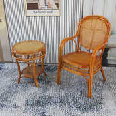 藤编藤椅老人椅阳台客厅天然休闲单人家L用扶手椅真靠背椅老式 椅