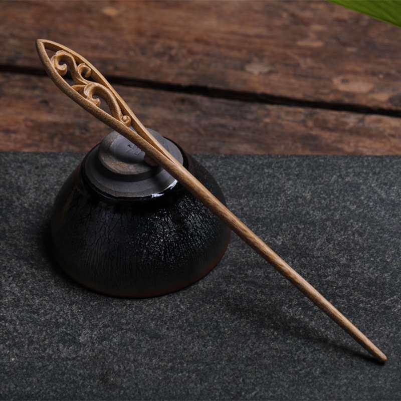 古风气质发簪子金丝楠木缠枝花木簪镂空雕花简约木质汉服盘发发钗