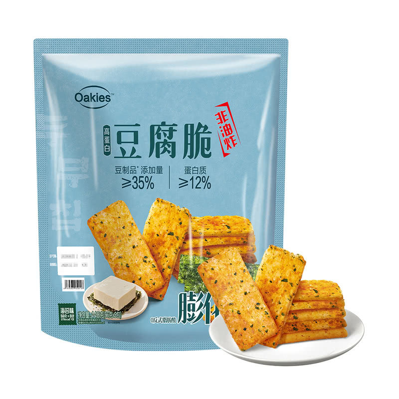 山姆代购 高蛋白豆腐脆448g即食米饼干 Oakies膨化海苔味休闲零食