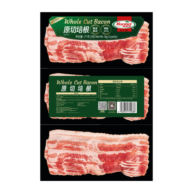 山姆会员店超市代购 荷美尔Hormel烟熏风味厚切培根1kg3小包顺丰图片