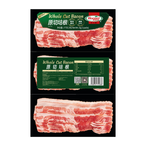 山姆会员店超市代购 荷美尔Hormel烟熏风味厚切培根1kg3小包顺丰