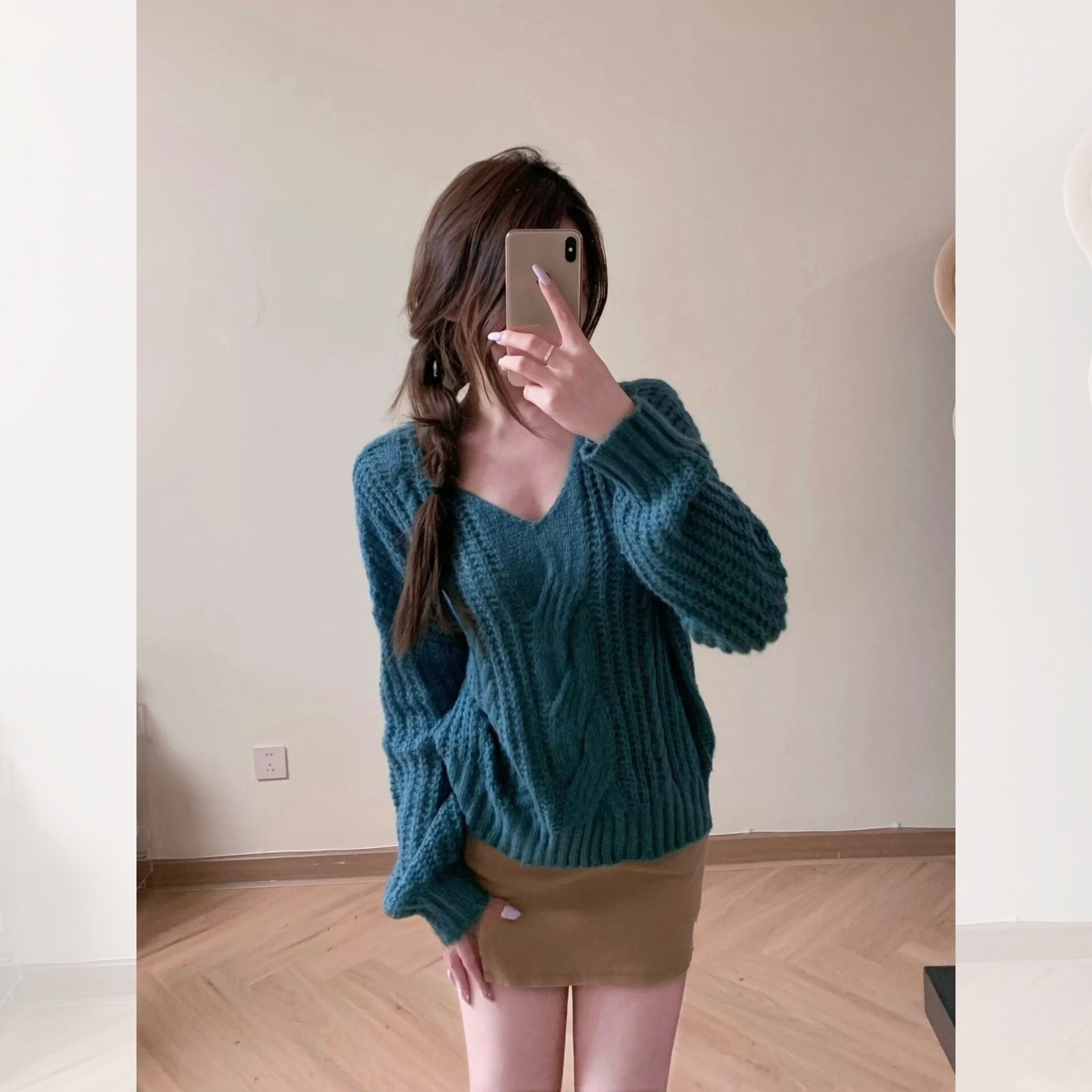 法式复古慵懒风麻花针织套头毛衣女秋宽松显瘦毛线衫百搭休闲上衣