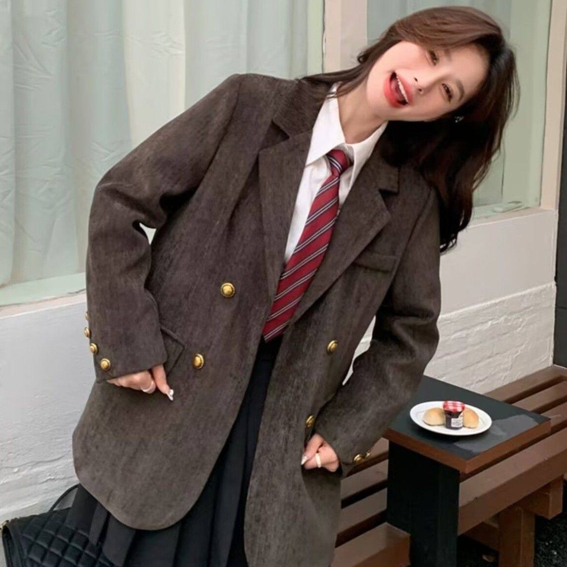 新款雪尼尔西装休闲外套羽绒服通勤复古冬季加厚保暖有吊牌有领标