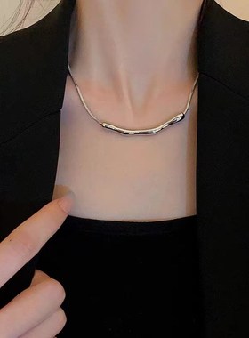 韩国不规则褶皱几何项链金属冷淡风锁骨链个性气质颈链项饰女