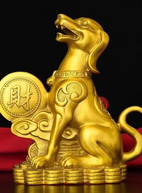 铜狗摆件黄铜西北缺角生肖狗补角生肖狗家居客厅装饰金属狗工艺品