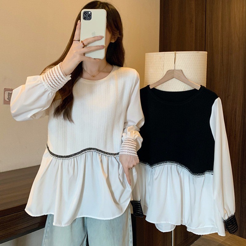 孕妇上衣春秋款长袖t恤女春装宽松衣服娃娃衫秋季遮屁股遮假两件