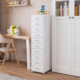 抽屉式收纳柜铁艺客厅储物柜桌下置物柜家用夹缝整理柜子铁皮斗柜