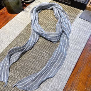 亚麻围巾细长丝巾薄款夏季细窄长条棉麻装饰搭配护颈旅游围巾女士