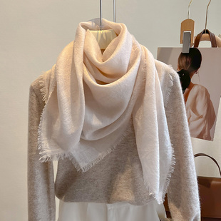羊毛大方巾丝巾女款春秋夏季薄款羊绒披肩2024新款外搭高端秋冬季