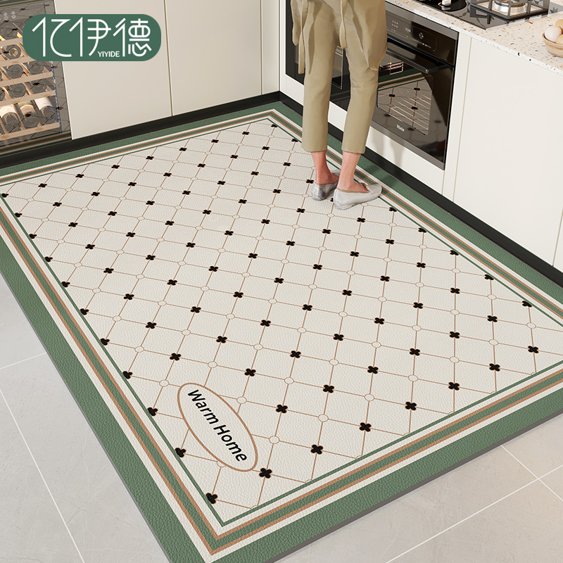 厨房地垫2024新款防滑防油防水pvc脚垫可擦免洗皮革入户门口地毯