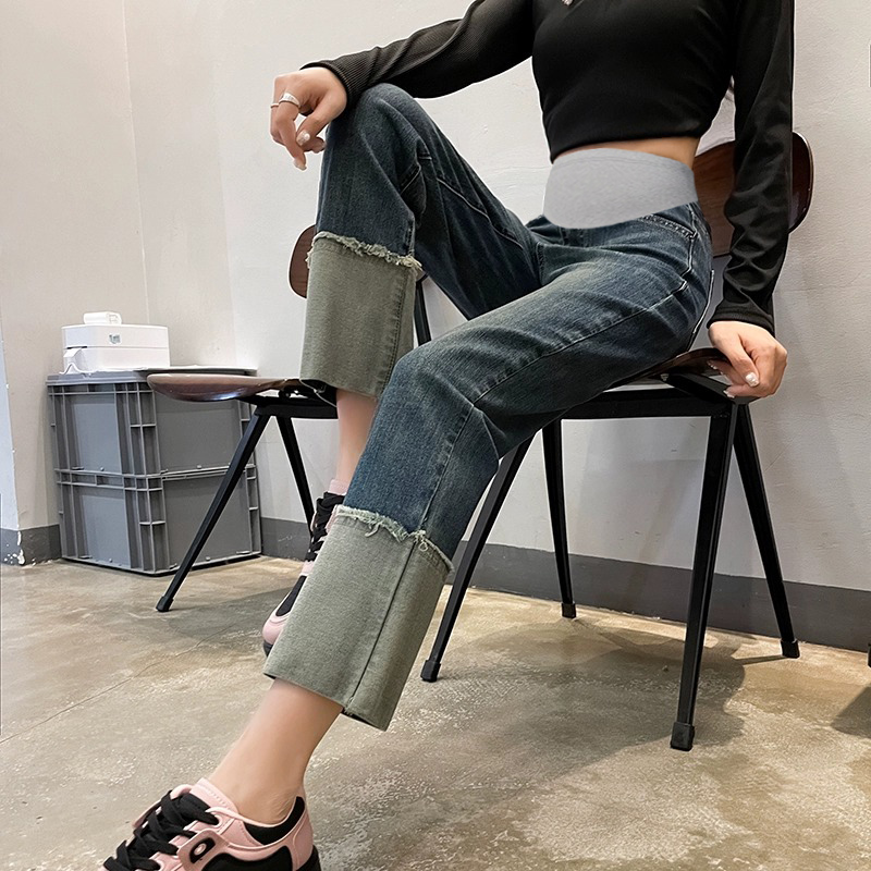 孕妇裤子春秋装外穿直筒牛仔裤秋冬款2023新款小个子内搭长裤秋季