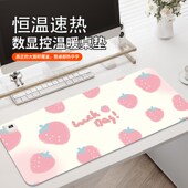 丛潇 极简手f绘加热鼠标垫左侧开关超大发热暖手桌垫办公室电热垫